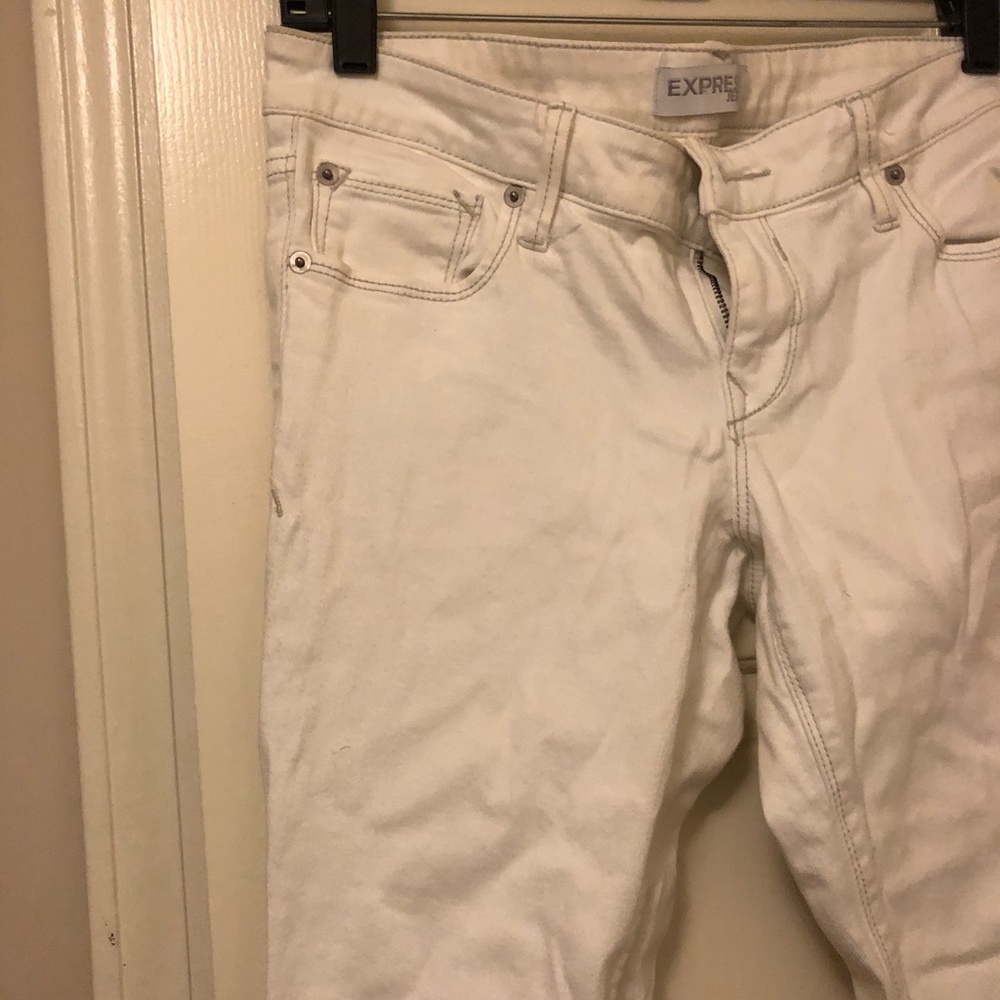 Express ankle skinny white jeans